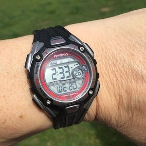 Armitron black sports watch WR 330 ft backlight
